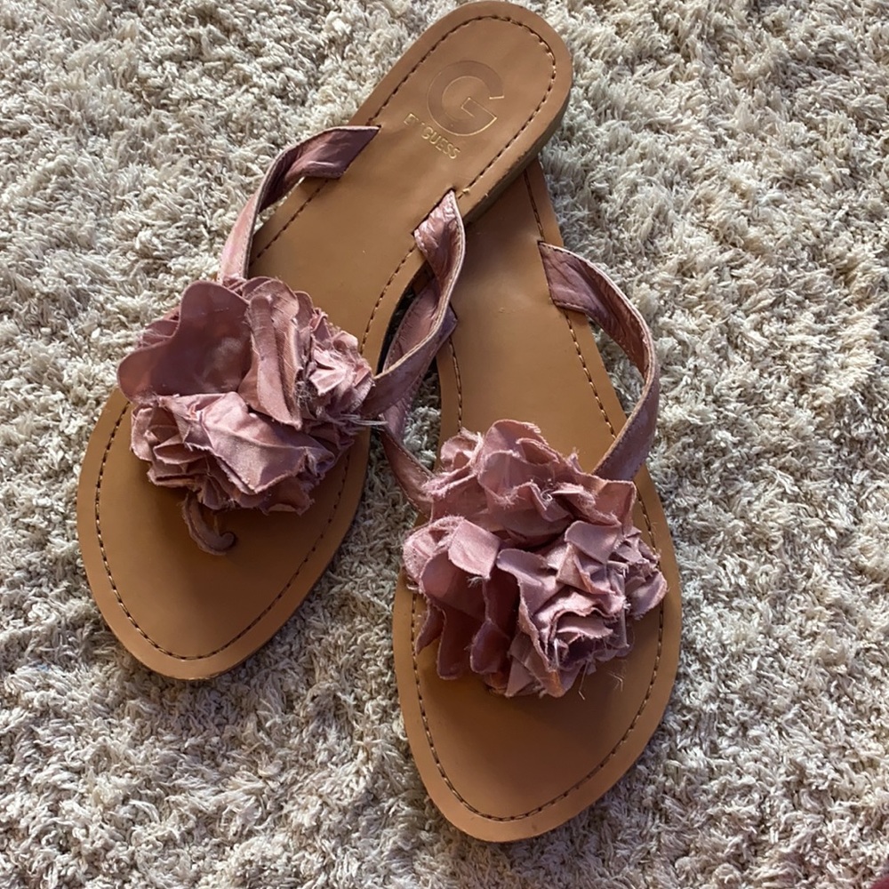 Guess Pink Flower Flip Flops
